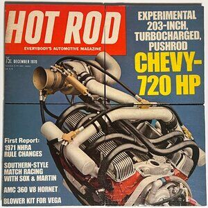 Hot Rod Magazine Cover as Drink Coasters 203 Inch Turbocharged Chevy Dec 1970
